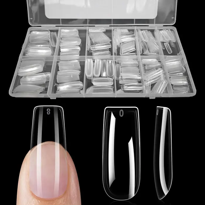 Lot de 600 faux ongles transparents