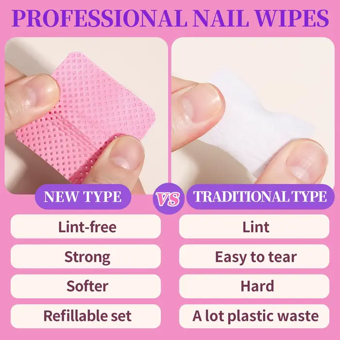 YIKOOLIN 200 pièces lingettes à ongles non pelucheuses