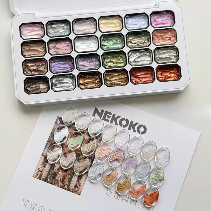 24 Couleurs Poudre de Fée Crème Gel Nail Art 3D UV/LED Gel Micro-Texture DIY Accessoires de Conception Florale pour Outils de Manucure
