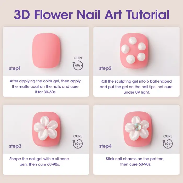Kit de Gel Sculptant 3D pour Ongles 30g Blanc Nacré
