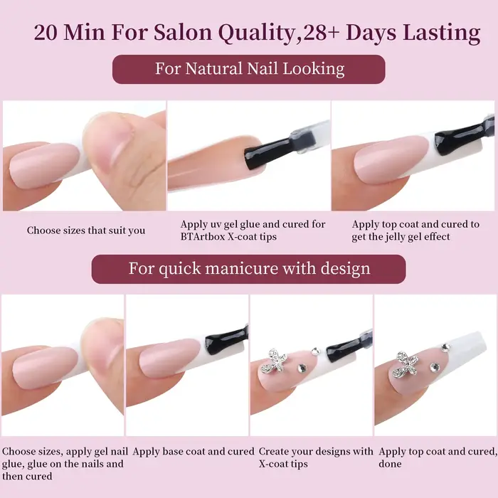 288PC faux ongles conseils cercueil amande coloré français acrylique presse sur ongles pré-conceptio