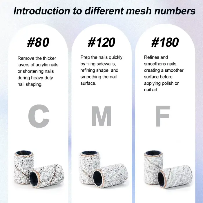 Mini bandes de ponçage zébrées pour ongles, machine électrique, forets à ongles, dissolvant de verni