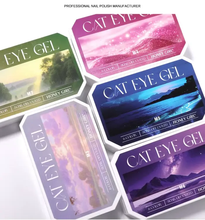 Gel magnétique pour ongles effet œil de chat 2g x 6 couleurs