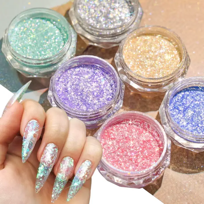 Poudre à ongles opale dorée Super brillante