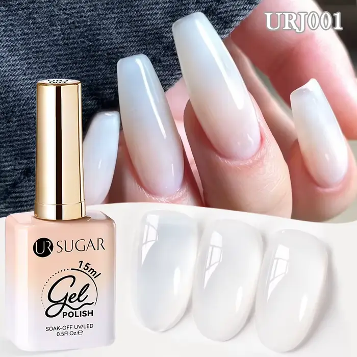 UR SUGAR 15ml Vernis à ongles gel blanc laiteux semi-transparent effet gelée