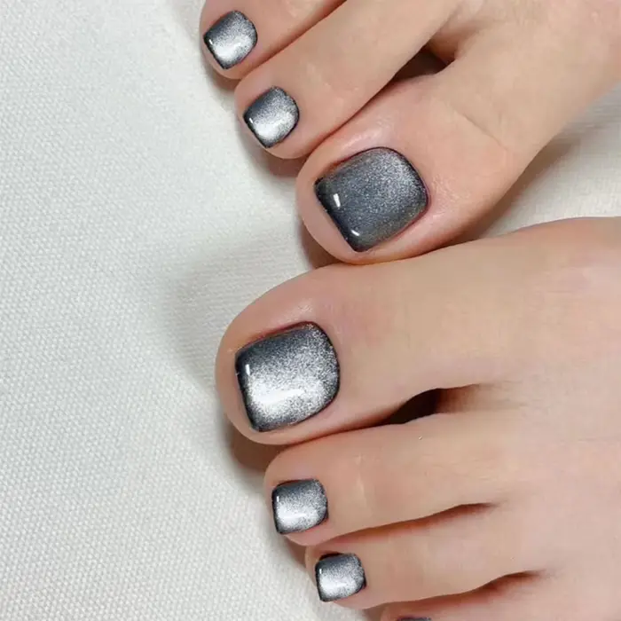 24 pièces/boîte Faux ongles pour les orteils effet yeux de chat rose scintillant
