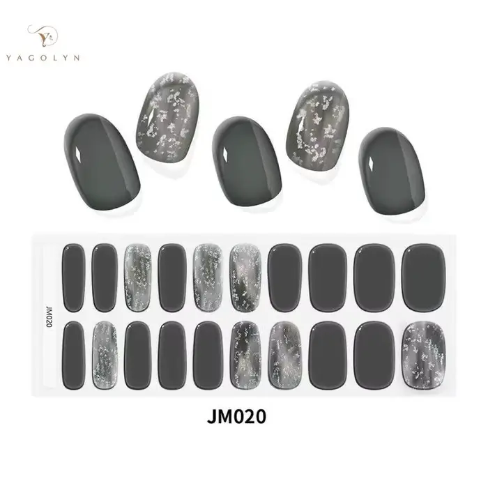 Ensemble d'autocollants pour ongles en gel semi-durci pour lampe UV, couverture complète, couleur un