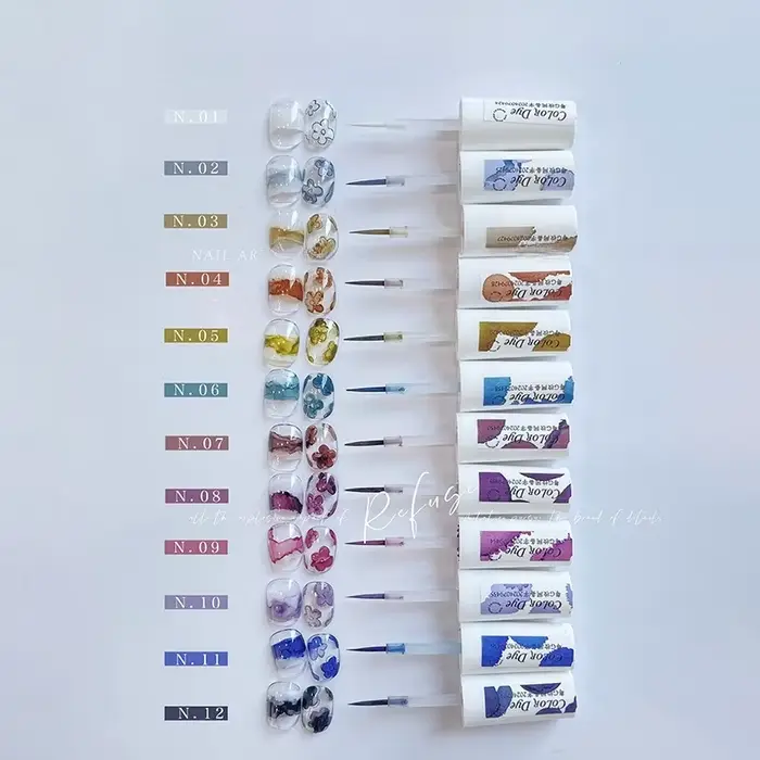 Vernis à ongles Gel liquide fleuri, 12 couleurs, encre de marbre, séchage naturel, facile à applique