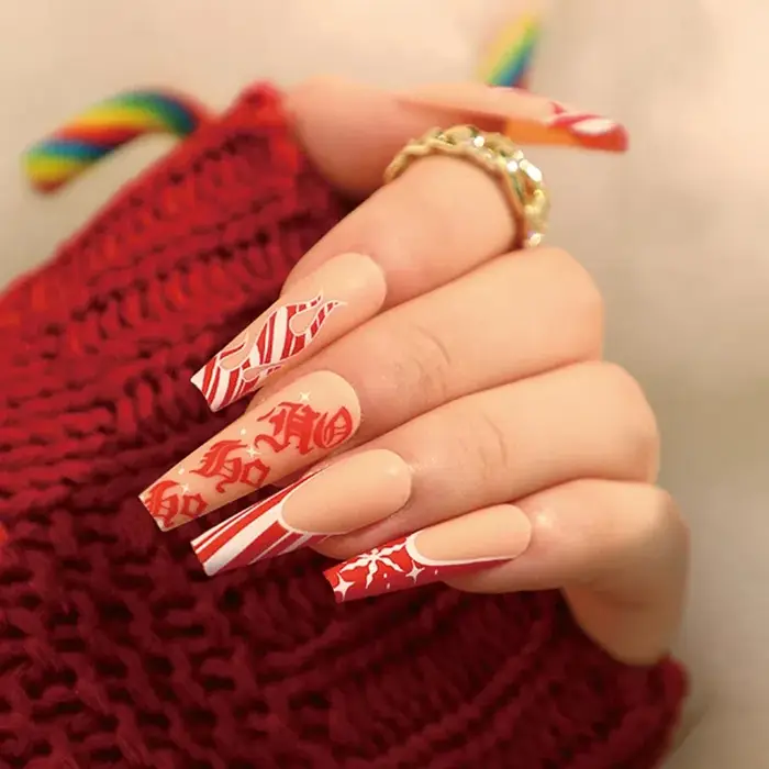 Faux ongles à pression française de noël