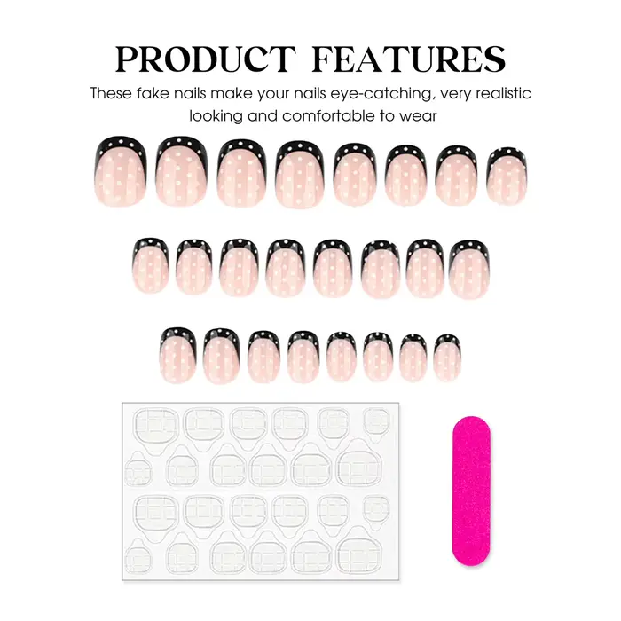 Faux ongles français noirs