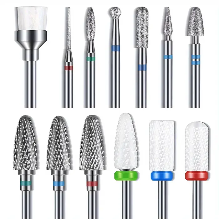 13 pièces/ensemble 3/32 "ensemble de forets à ongles en carbure de diamant hypoallergénique adapté aux