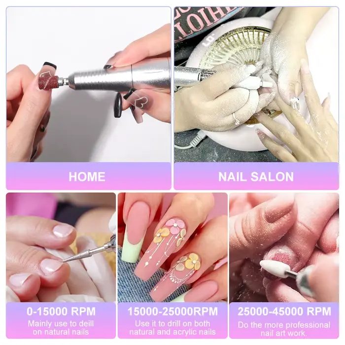 Perceuse à ongles électrique Rechargeable 45000 tr/min, perceuses à ongles professionnelles pour ver
