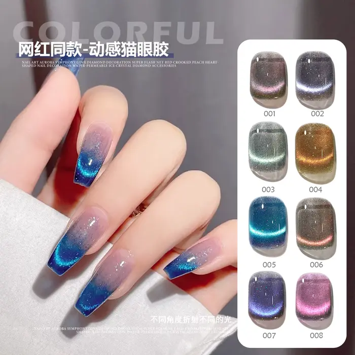 Aimant en cristal bleu Gel pour les yeux de chat réfléchissant Laser réfléchissant Semi Permanent UV
