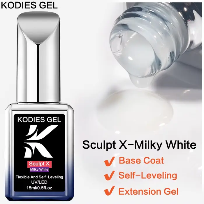 KODIES GEL blanc laiteux constructeur Gel pour ongles dans une bouteille sculpter X Gel de Construction pour Extension 15ML Gels durs solides d'épaisseur moyenne