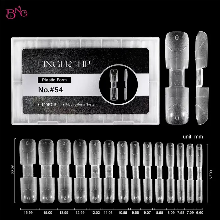 Kit de moules à ongles courts double extrémité BNG, forme carrée et cercueil, ultra-fins, encastrabl