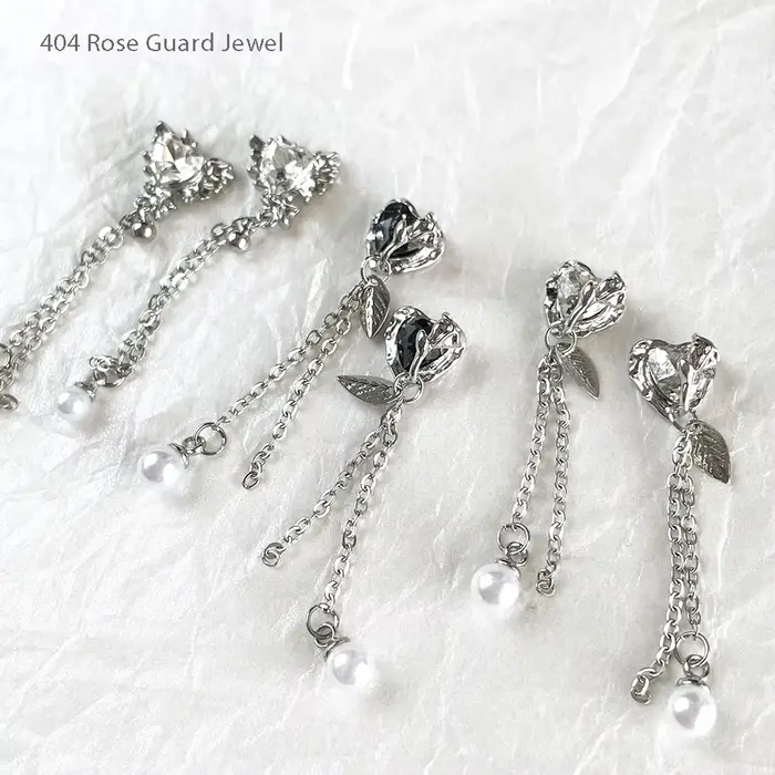 Rose Guard- Design Unique manucure longs pendentifs coeur verre cristal chaînes métalliques bijoux perles gouttes