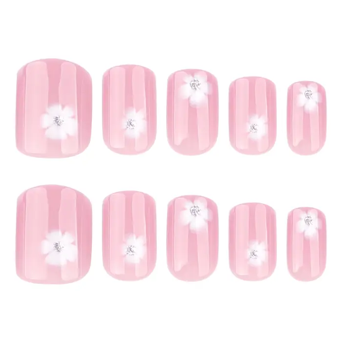 Faux ongles à pression pour chaton noir et blanc, 24 pièces, carrés, amovibles, portables, faits à l