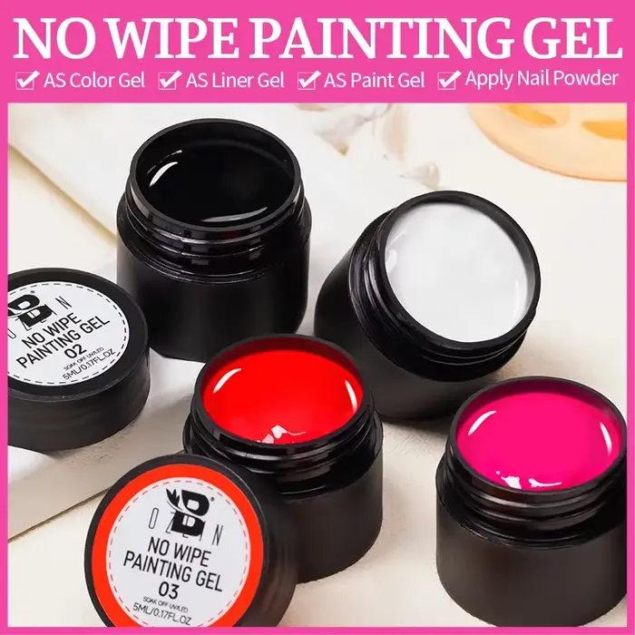 AWStorG 5g 4 en 1 Gel de Peinture Sans Essuyage Vernis Noir Blanc Couleur Liner