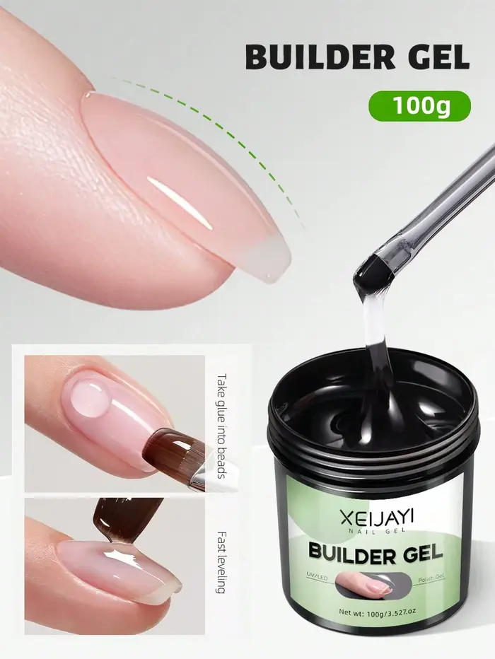 XEIJAYI 1 pièce 100g Gel de construction sans essuyage, Gel vernis à ongles LED détachable, Gel à on