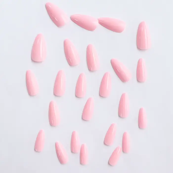 120 pièces/boîte, faux ongles en amande de couleur rose moyen