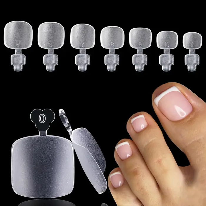 30/150/300/630/1500PCS Faux ongles d'orteils carrés courts, couvrance totale, en gel souple X, transparents