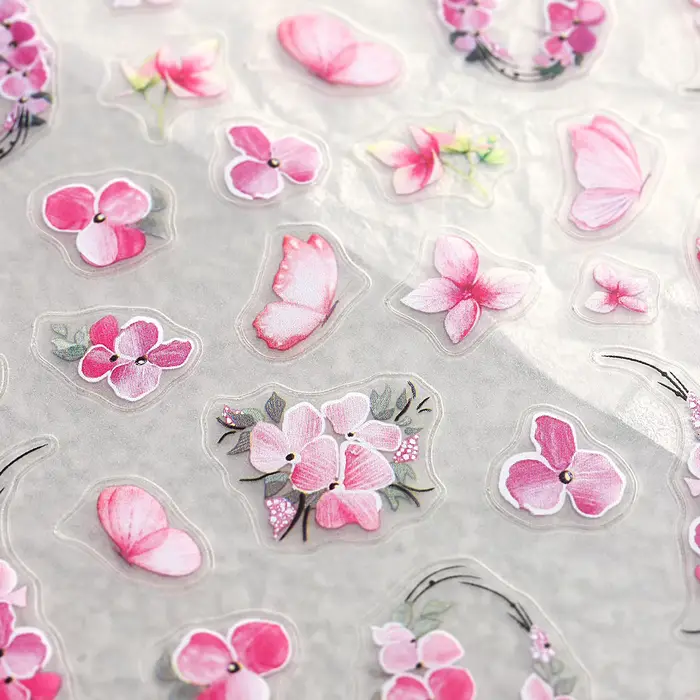 Autocollants pour ongles à fleurs roses