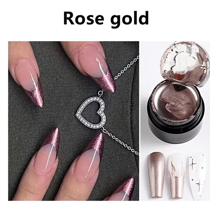 Peinture métallique Gel Chrome or argent Rose or effet miroir vernis à ongles Super lumineux ligne de dessin