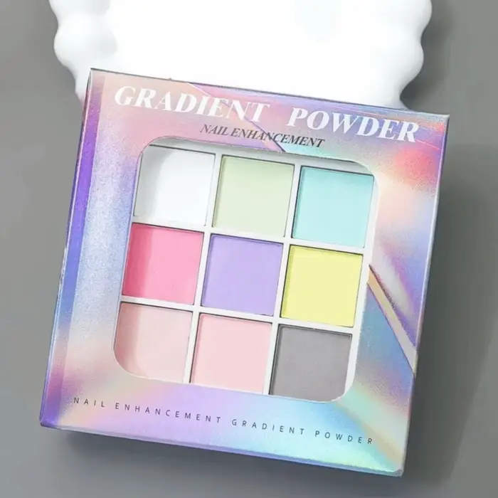 Manucure 9 couleurs tapotements ongles poudres solide Fine paillettes magique néon poudre miroitant