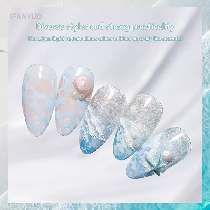 Bulle océan vague Nail Art colle ongles Poke blanc noir dentelle creux dégradé couleur