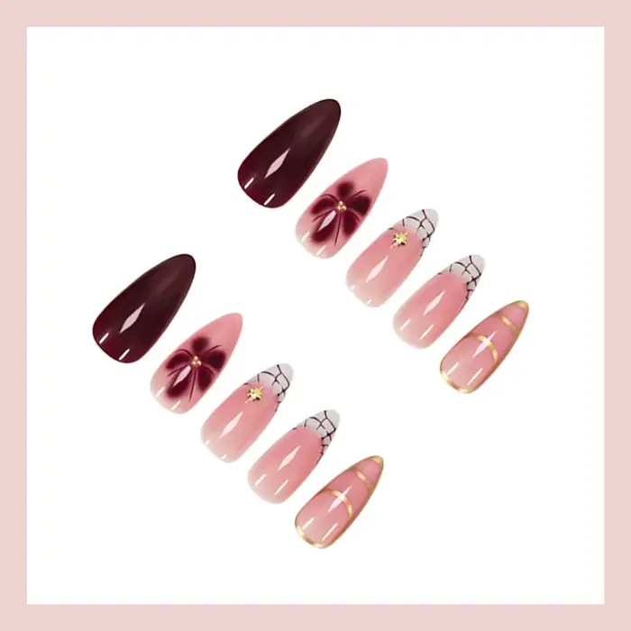 24 faux ongles longs et brillants