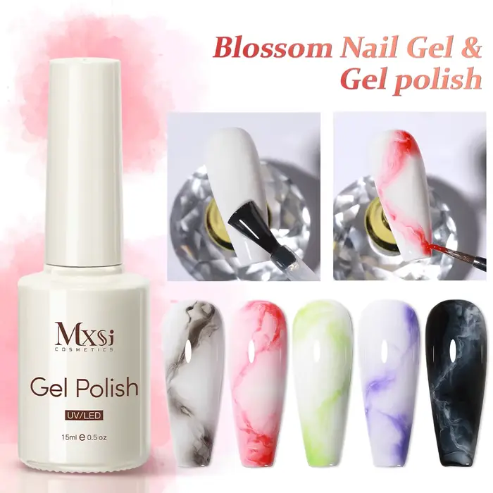 6 pièces/ensemble Gel fleuri 15ml vernis Gel aquarelle clair pour effet d'épandage marbre tremper UV LED Gel