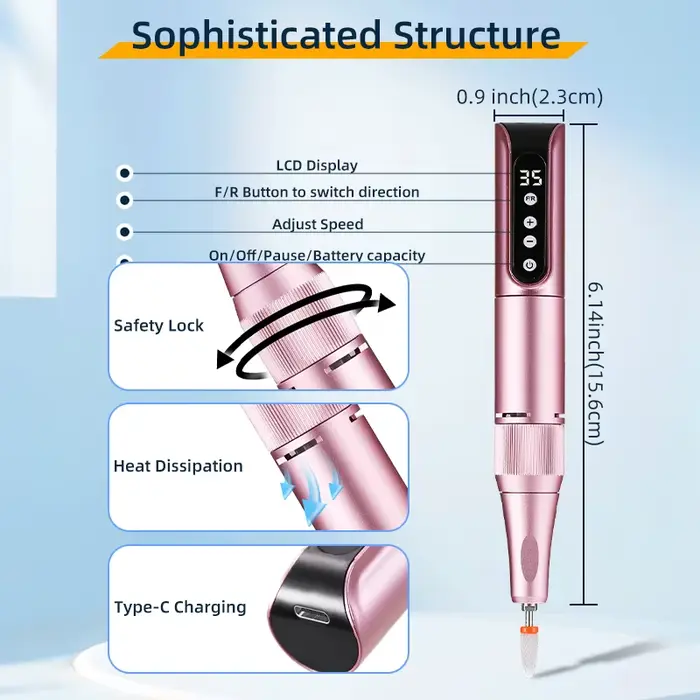 35000rpm sans fil Nail Drill Pen USB
