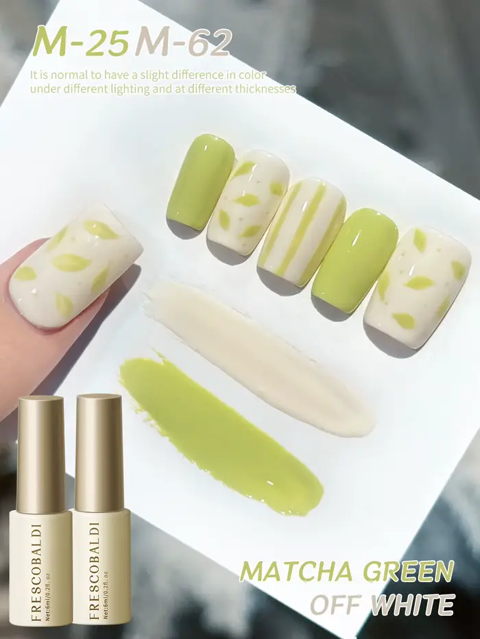 2 pièces 25 + 62 --- 2025 printemps/été couleurs pour ongles les plus vendues Matcha vert lait blanc