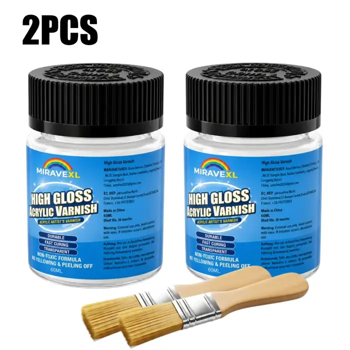 Vernis acrylique haute brillance 60 ml à base d'eau, liquide de finition protectrice pour peinture acrylique, argile, bois, artisanat, entretien des peintures artistiques