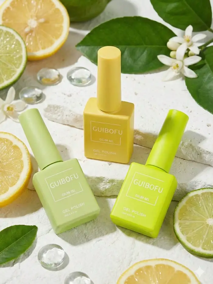 Lot de 3 vernis gel 15 ml vert néon jaune