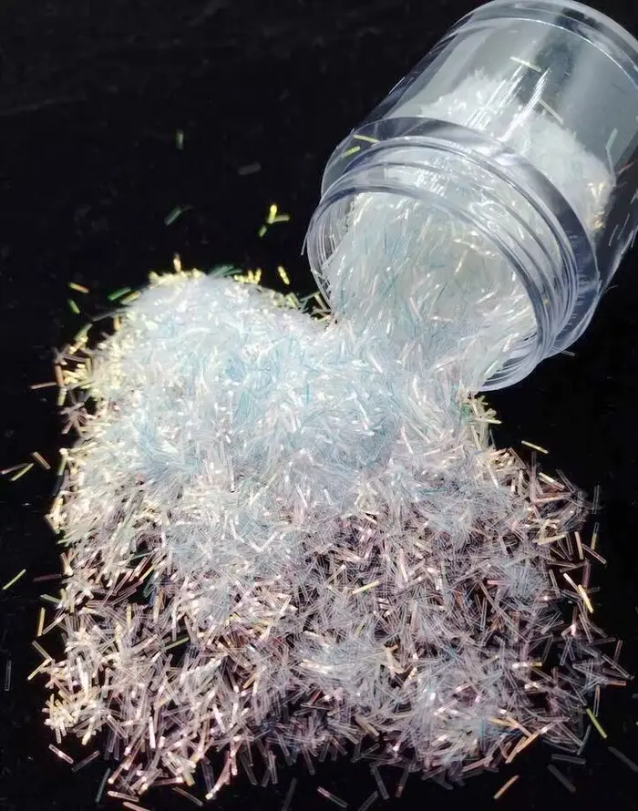 1 boîte de paillettes à rayures colorées blanches AB