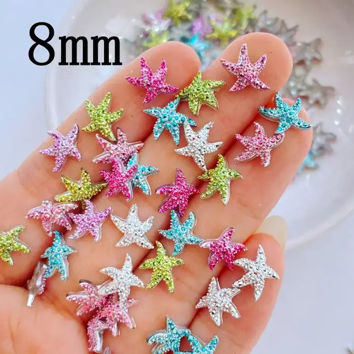 100 pièces/sac Kawaii Mini étoiles colorées 3D mignon Nail Art décorations Macaron ongles breloques modèles bricolage