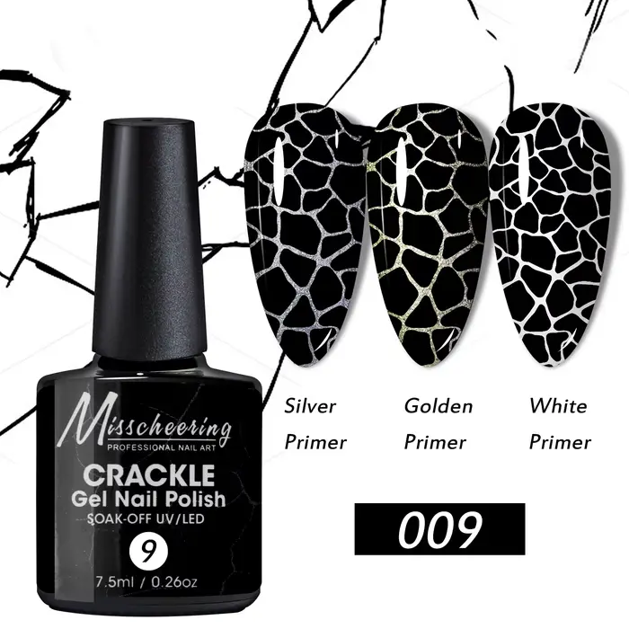 Vernis Gel à tremper Semi-Permanent, Texture marbre, effet fissure, UV/LED, conçu pour l'art des ong