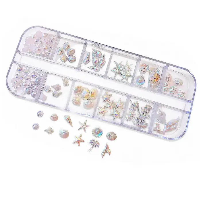 Breloques pour ongles en résine, motifs coquillages Aurora mixtes, série Océan (étoile de mer, conqu