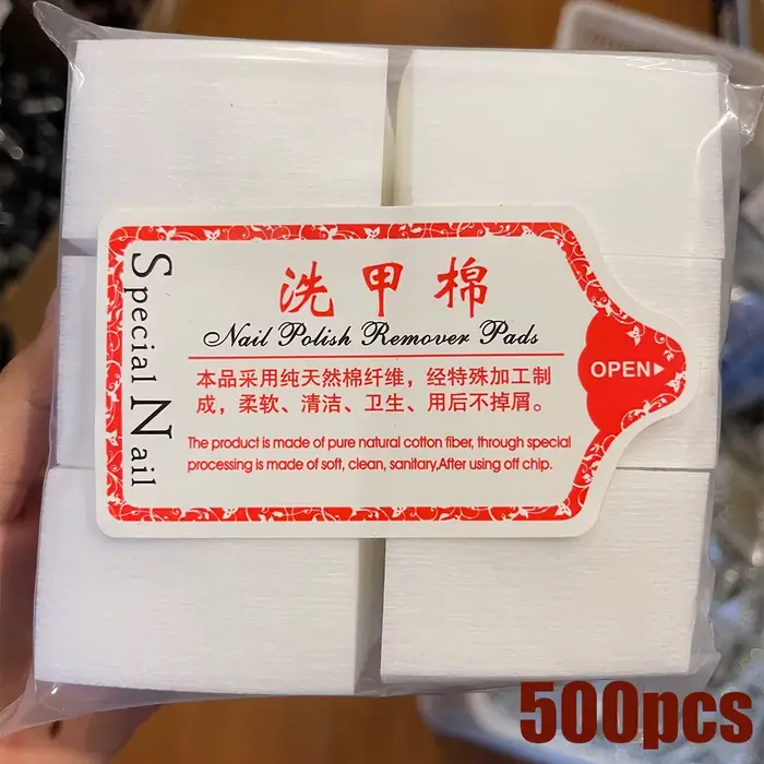1000/500/100 pièces lingettes à ongles 100% tampons de coton non pelucheux dissolvant de vernis