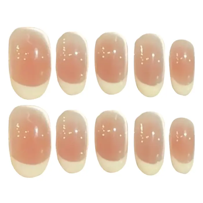 Ballet lait blanc français fait à la main faux ongles portable amande Blush dégradé faux ongles avec