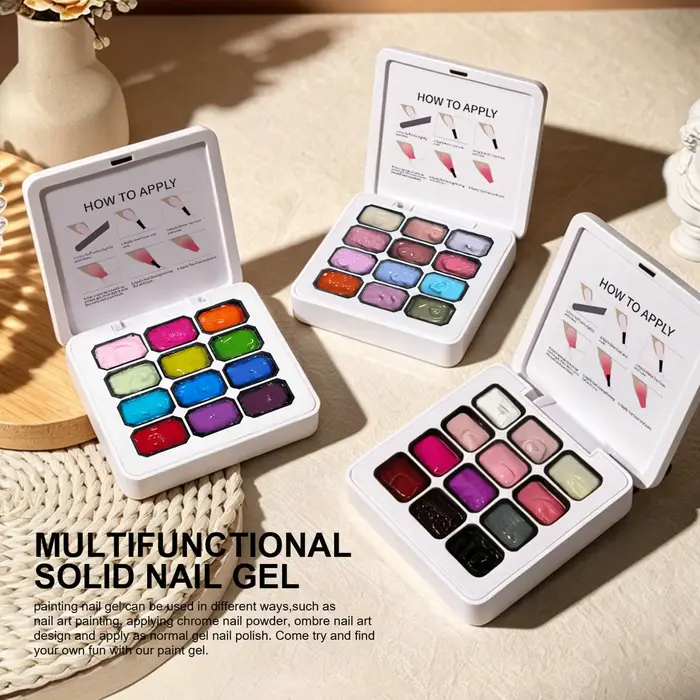 Pat Nail Gel Solidd Painted Blush Stick 12 Couleurs Dégradées Multi-usages Longue Durée Palette de Peinture Pat Gel
