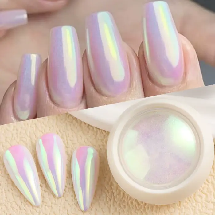 Poudre à ongles licorne chromée