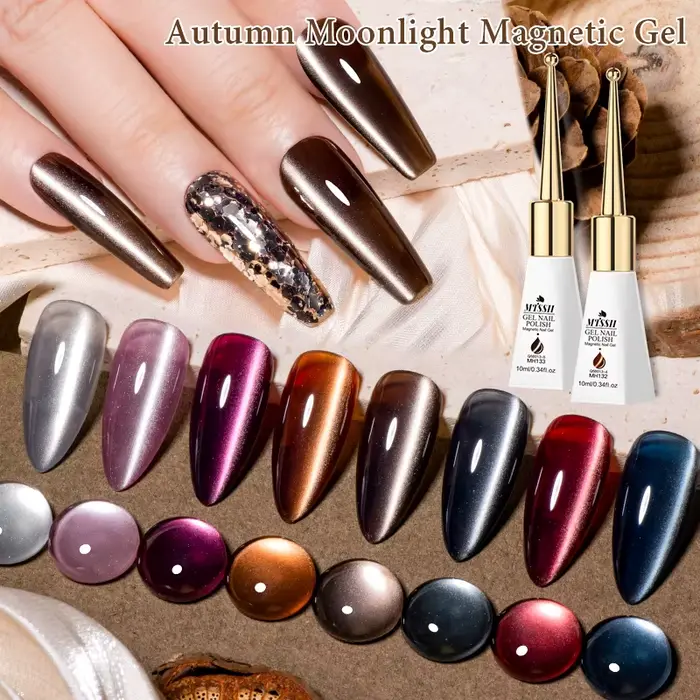 Vernis à ongles magnétique 10ml Mtssii Série Marron Gel Cristal Rouge 2025 Nouvelle Collection Automne Effet Chat Lune