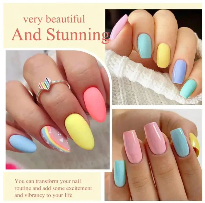 7 pièces Gel vernis à ongles ensemble HEMA gratuit rose rouge paillettes Semi Permanent tremper UV G