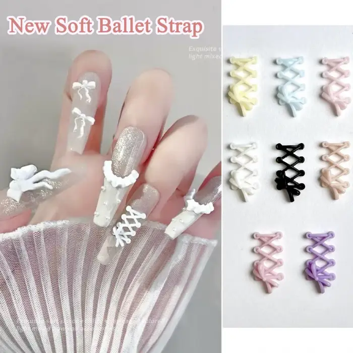30 pièces nouveau lacet créatif résine ongles breloques 3D Macaron couleur arc lacet Nail Art décora