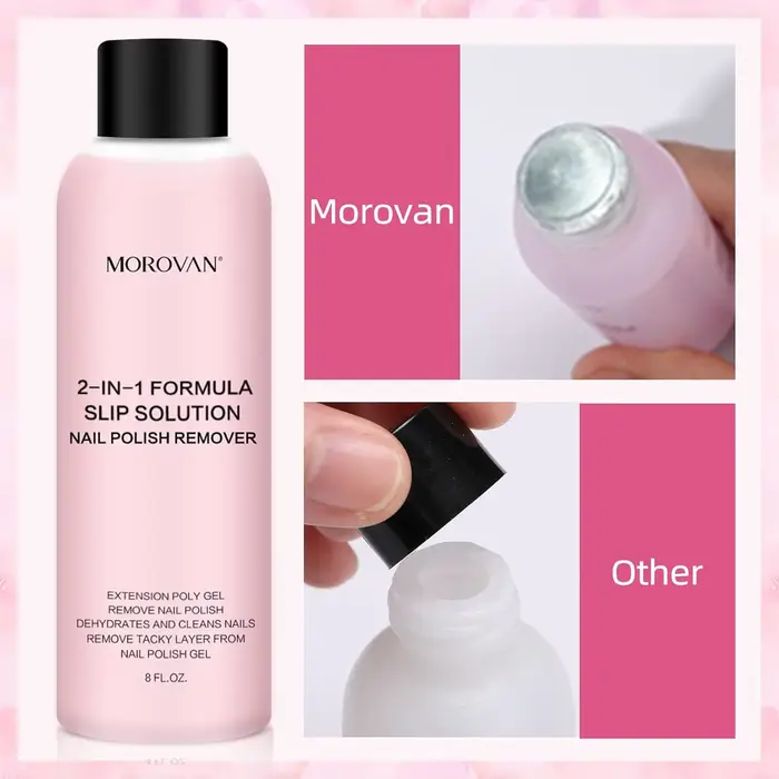 Nettoyant pour ongles 2 en 1 de 8oz (Solution antidérapante en Gel pour extensions d'ongles Poly +