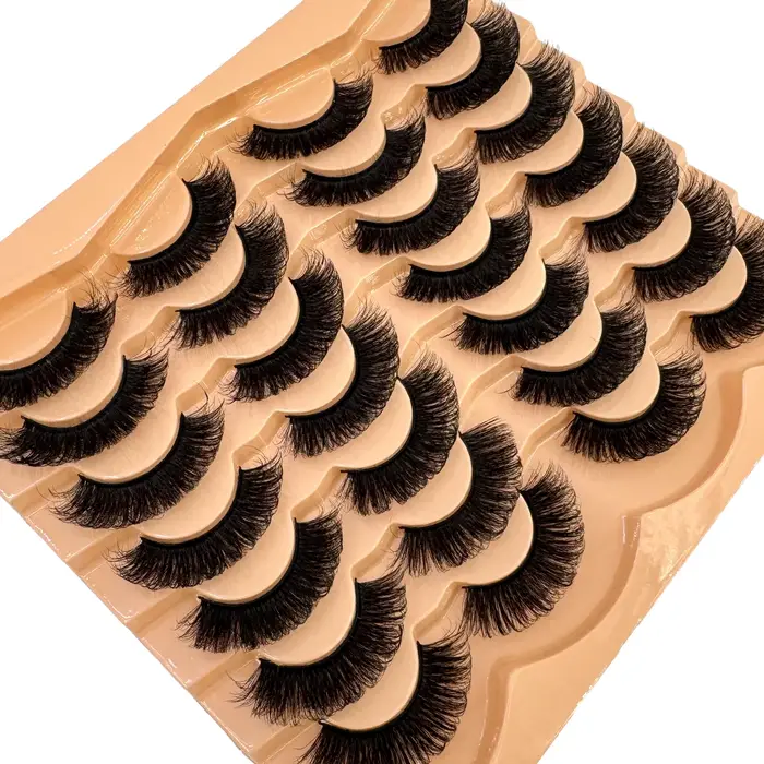 HBZGTLAD nouveau 14 paires Faux cils en vison moelleux Faux cils Volume épais dramatique oeil de cha