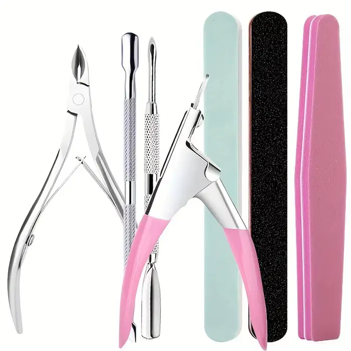 Ensemble d'outils de soin des ongles : bandes de polissage, lime à ongles, barre de polissage, cisea