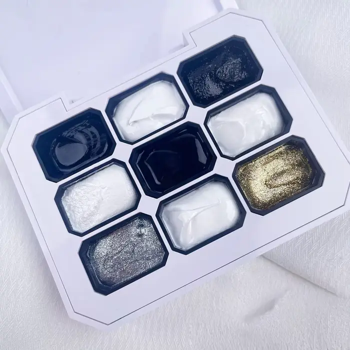 Vernis à ongles solide 9 couleurs, gel de peinture noir et blanc, vernis à ongles solide populaire à haute saturation, utilisé pour le nail art